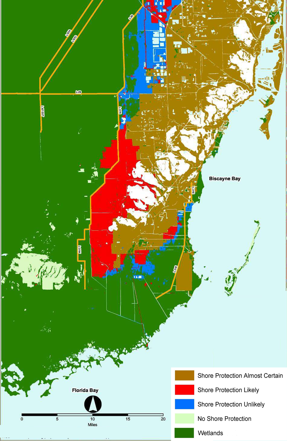 Miami-Dade County, Florida sea level rise planning map