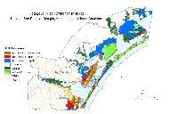 Corpus Christi Bay and counties to the east
