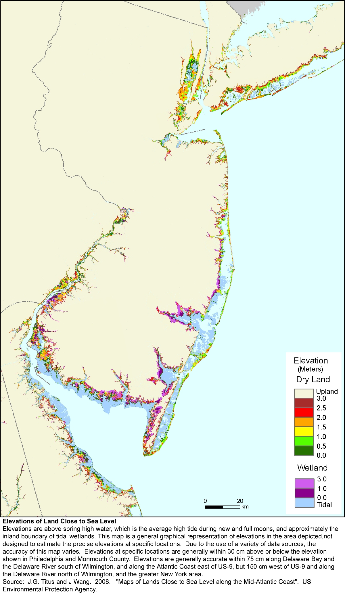 New Jersey elevation map