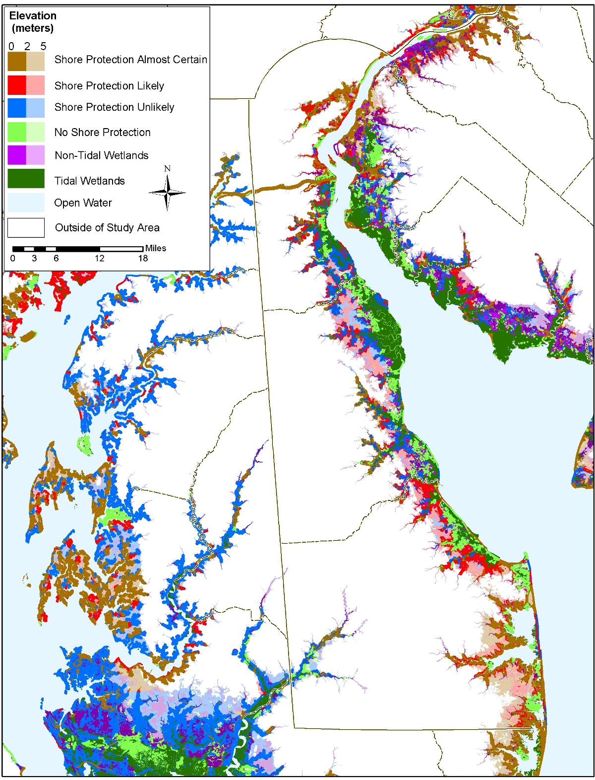 Delaware sea level rise planning map
