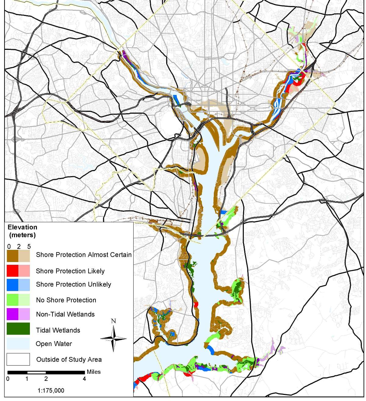Metropolitan Washington DC sea level rise planning map