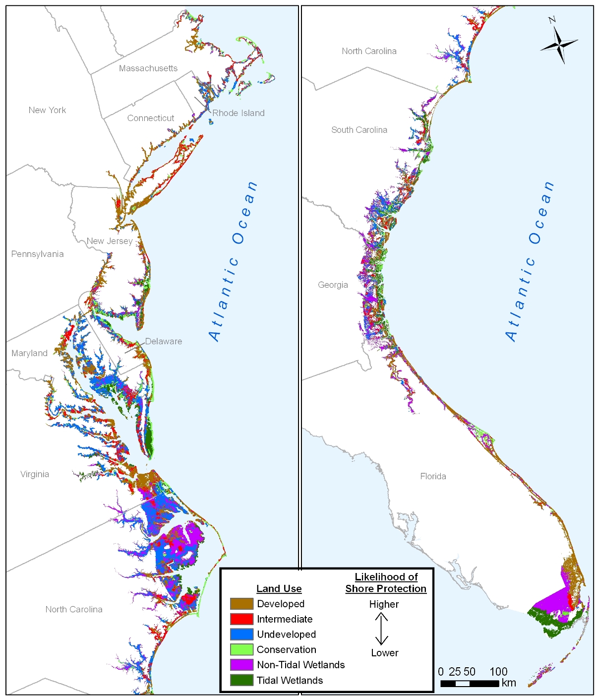 Atlantic Coast sea level rise planning map