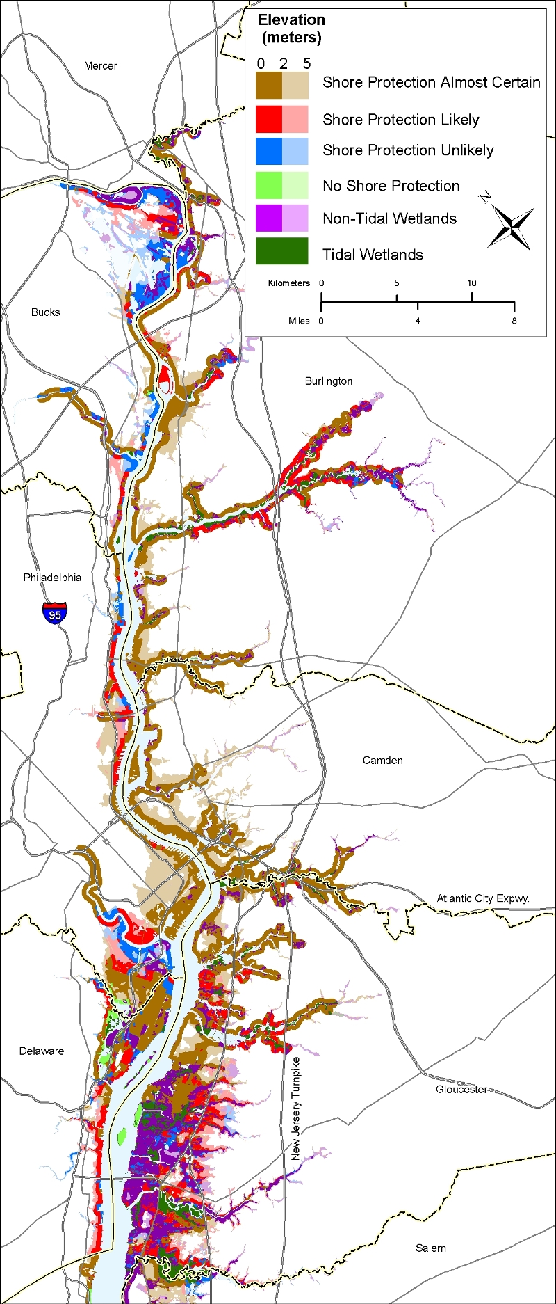 Delaware River sea level rise planning map