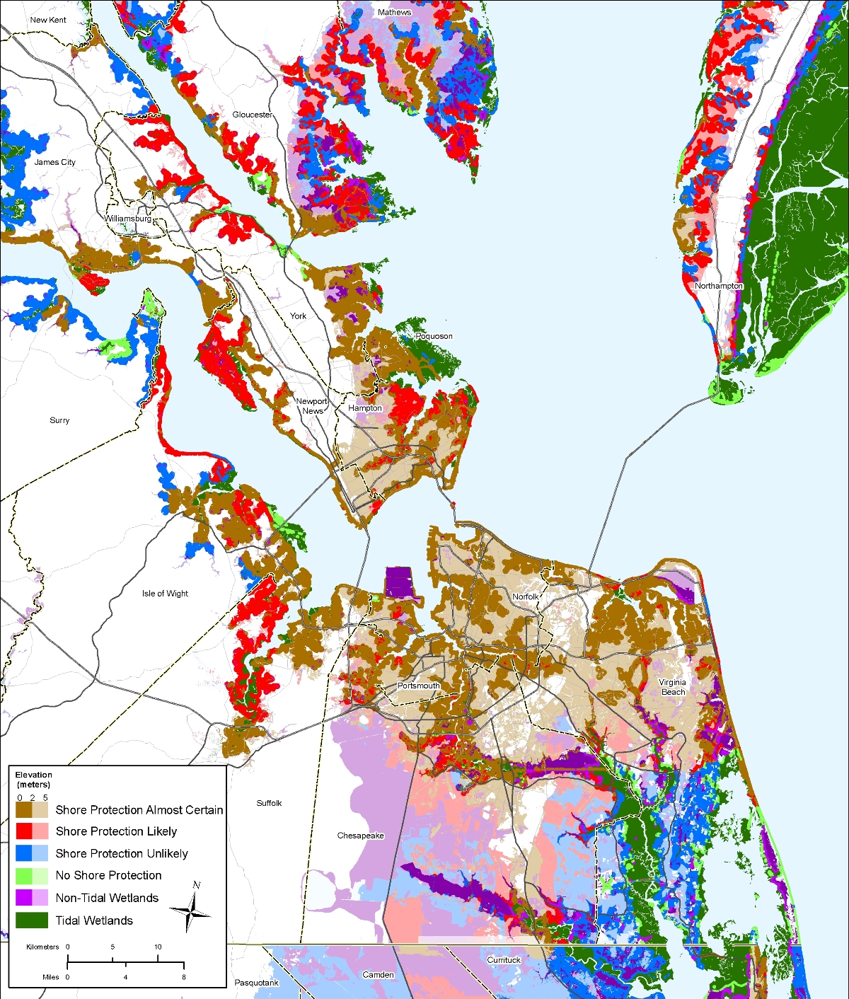 Hampton Roads sea level rise planning map
