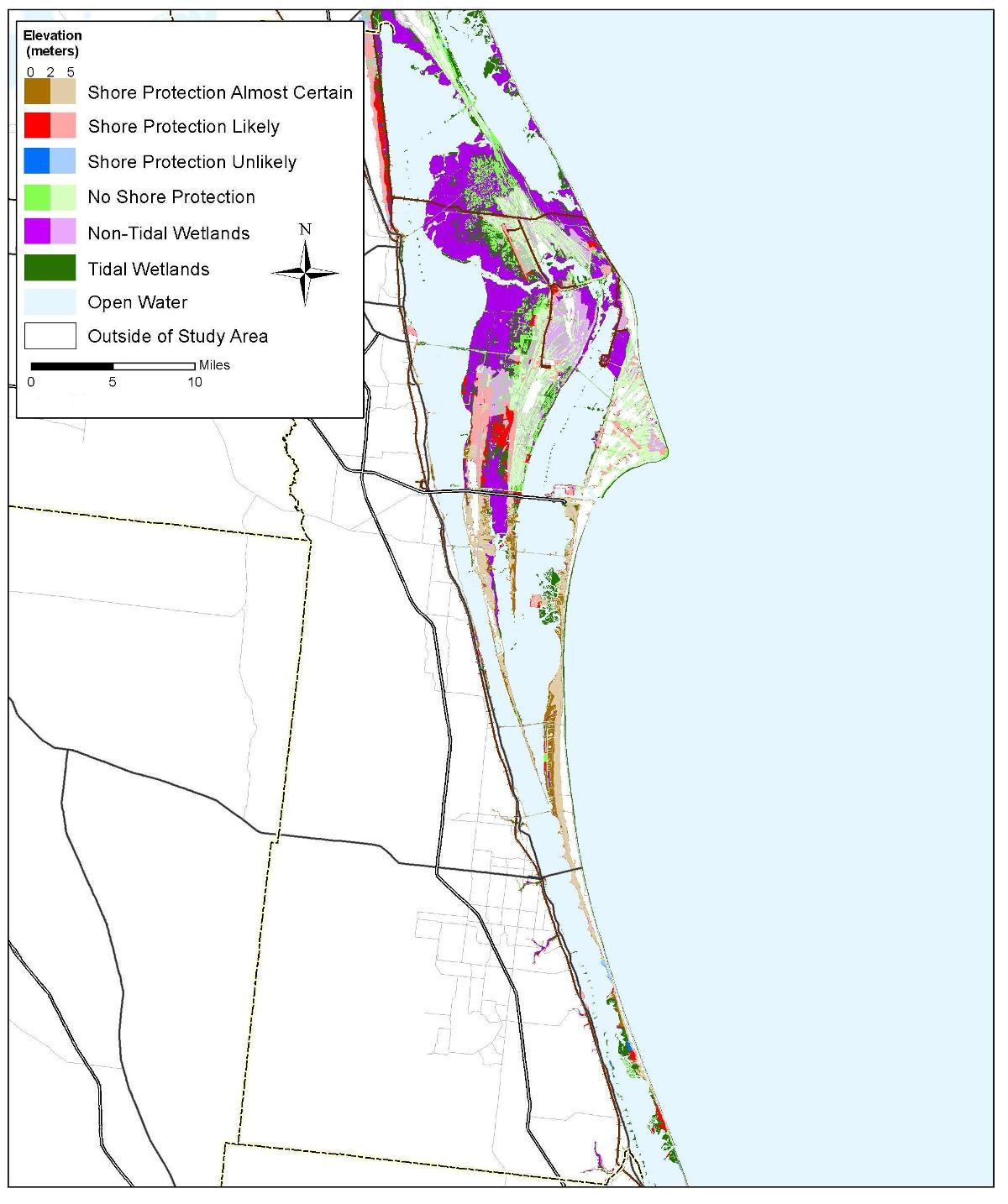 Brevard County, Florida sea level rise planning map