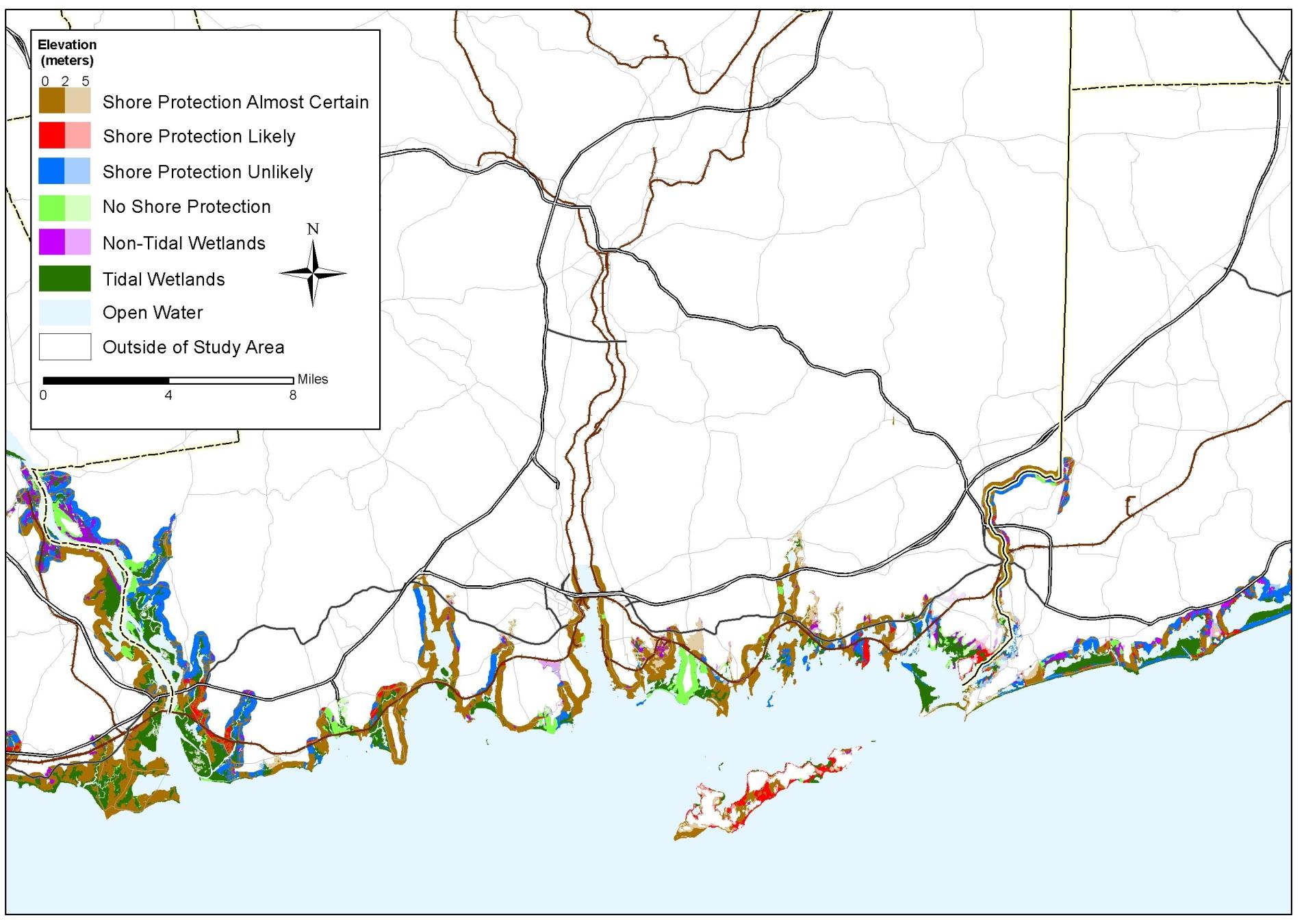 New London, Connecticut sea level rise planning map