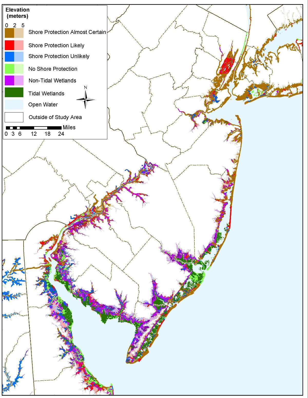 New Jersey sea level rise planning map